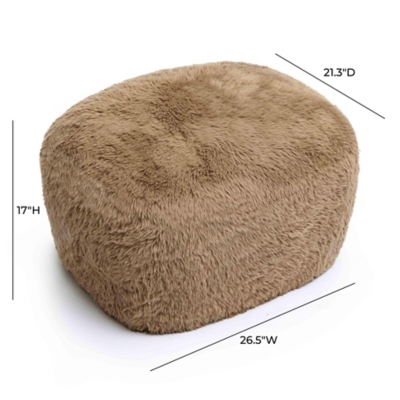 ottoman with dimensions 17 inches tall, 21.3 inches depth, 26.5 inches width