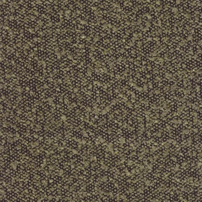Close-up texture of brown-green upholstery fabric showing a densely woven, pebble-like pattern.