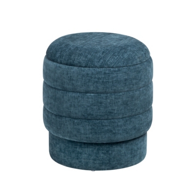 Evolution Stylish Round Ottoman with Storage, Navy, large