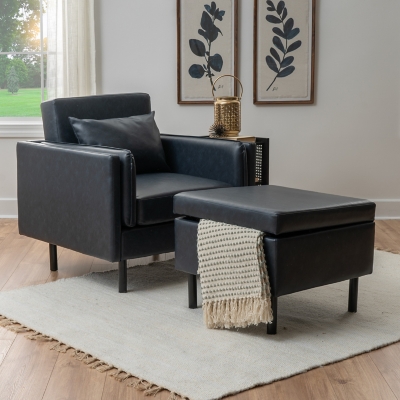 Linon Chair and Ottoman Set, , rollover