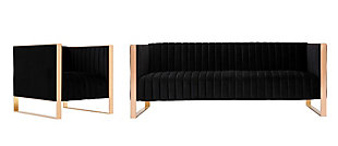 Trillium 2-Piece Black and Gold Sofa and Armchair Set, Black/Gold, rollover
