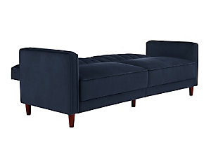 Pin Tufted Transitional Futon, Blue, rollover