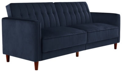 Pin Tufted Transitional Futon, Blue, large
