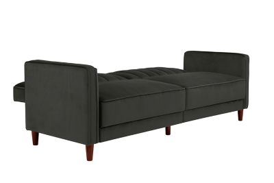 Pin Tufted Transitional Futon, Gray, rollover