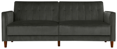 Pin Tufted Transitional Futon, Gray, large