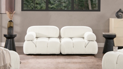 Marcel Bubble Boucle Modular 2-Piece Loveseat Sofa, Ivory White, rollover