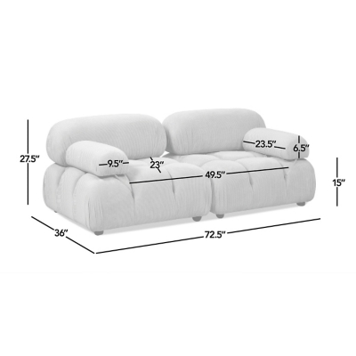 Marcel Bubble Boucle Modular 2-Piece Loveseat Sofa, Ivory White, large