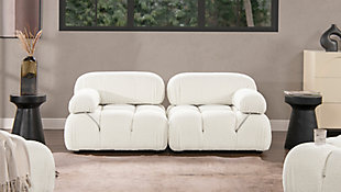Marcel Bubble Boucle Modular 2-Piece Loveseat Sofa, Ivory White, rollover