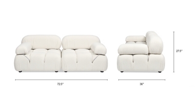 Marcel Bubble Boucle Modular 2-Piece Loveseat Sofa, Ivory White, large