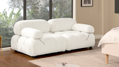Marcel Bubble Boucle Modular 2-Piece Loveseat Sofa, Ivory White, large