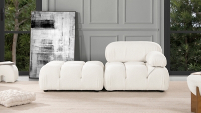 Marcel Bubble Boucle Modular 2-Piece Loveseat Sofa, Ivory White, large