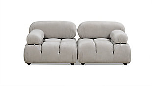 Marcel Bubble Corduroy Modular 2-Piece Loveseat Sofa, Pebble Gray, large