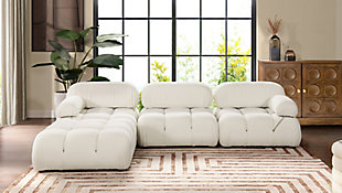 Marcel Bubble Boucle Modular 4-Piece Reversible Sectional Sofa, Ivory White, rollover