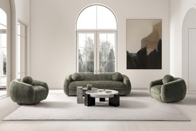 Manhattan Comfort Tribeca 3-Piece Sofa and 2 Accent Chairs, Olive Green, rollover