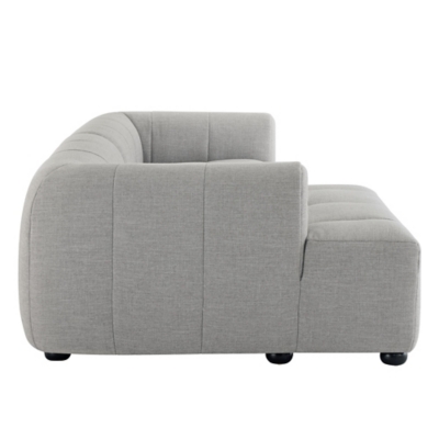 Side view of sectional showing back and seat cushions