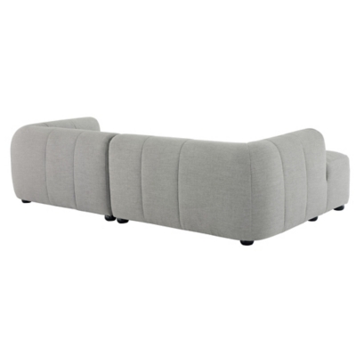 Rear/side angle of sectional showing shape and legs