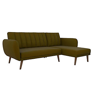 Novogratz Brittany Sectional Futon Sofa, Green, large