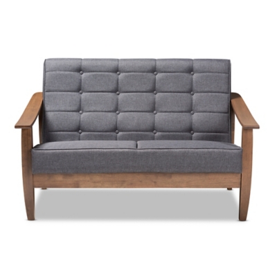 Baxton Studio Mid-Century Modern Loveseat, , large