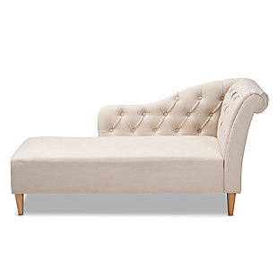 Baxton Studio Modern Upholstered Chaise Lounge, Beige, large