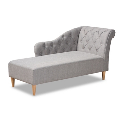 Baxton Studio Modern Upholstered Chaise Lounge, Gray, large