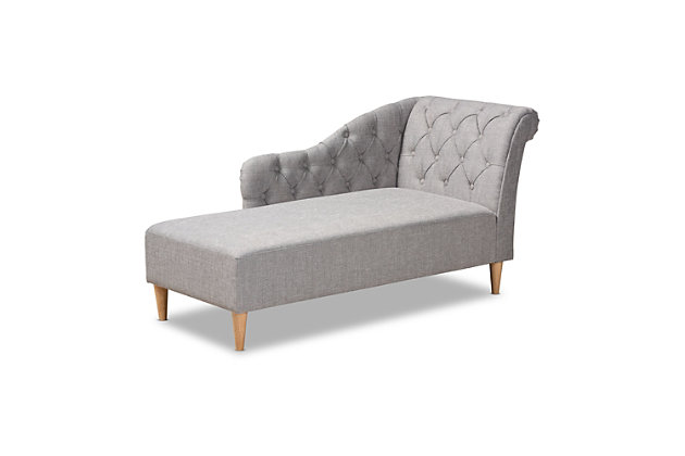 Baxton Studio Chaise Lounge Ashley, Upholstered Chaise Lounge With Arms