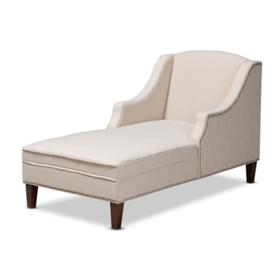 Baxton Studio Modern Upholstered Chaise Lounge, Beige, large