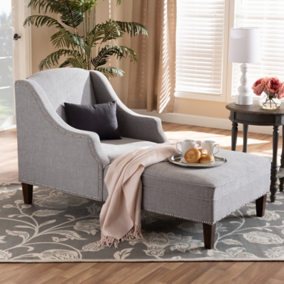 Baxton Studio Modern Upholstered Chaise Lounge, Gray, rollover