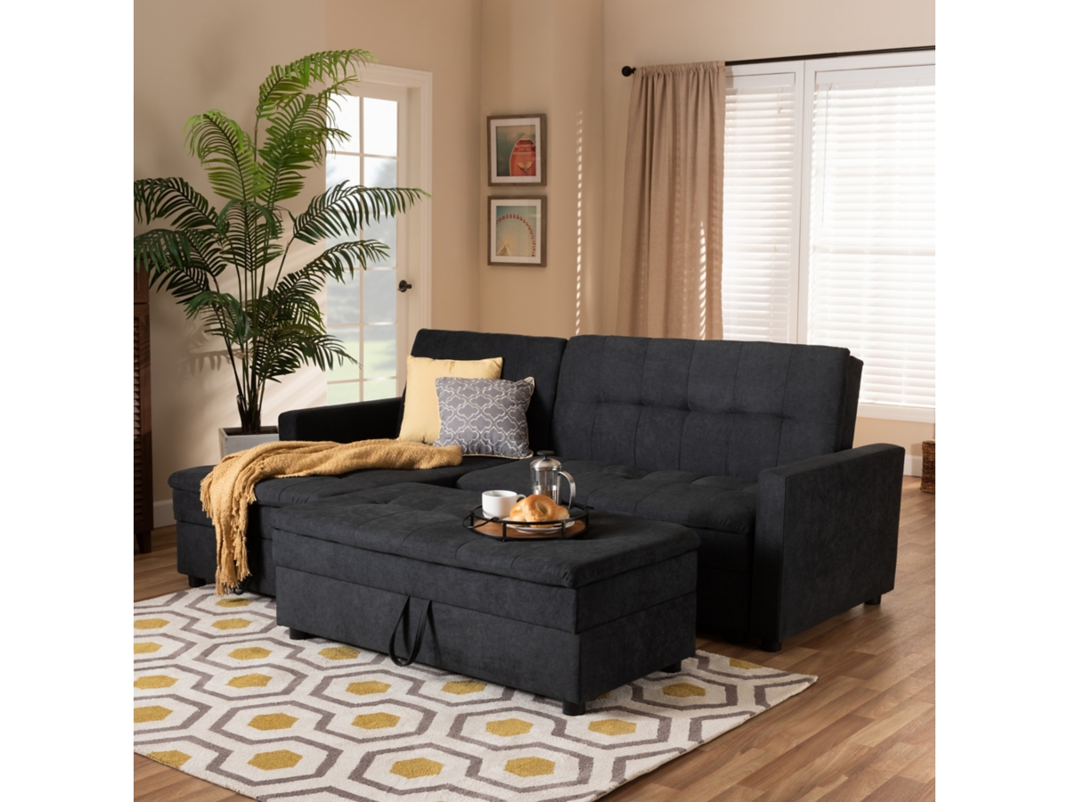 Baxton Studio Noa Modern Sleeper Sofa with Ottoman Ashley