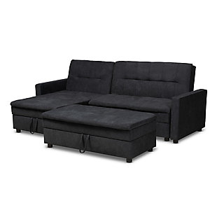 Baxton Studio Noa Modern Sleeper Sofa with Ottoman, Black, large