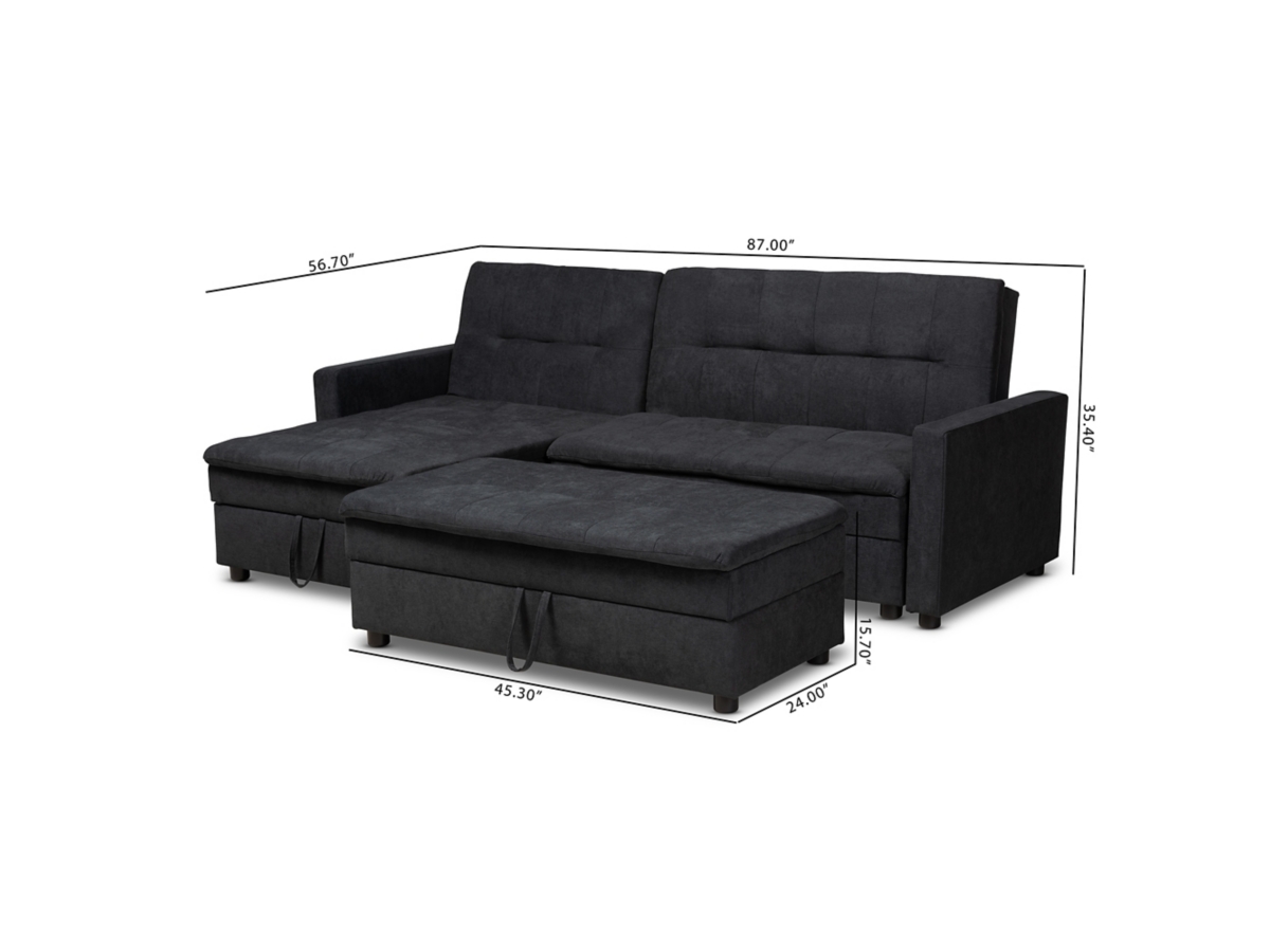 Baxton Studio Noa Modern Sleeper Sofa with Ottoman Ashley