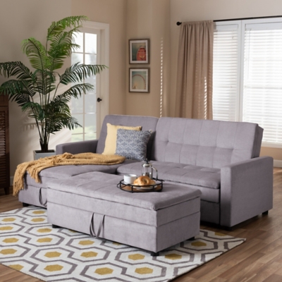 Baxton Studio Noa Modern Sleeper Sofa with Ottoman Ashley