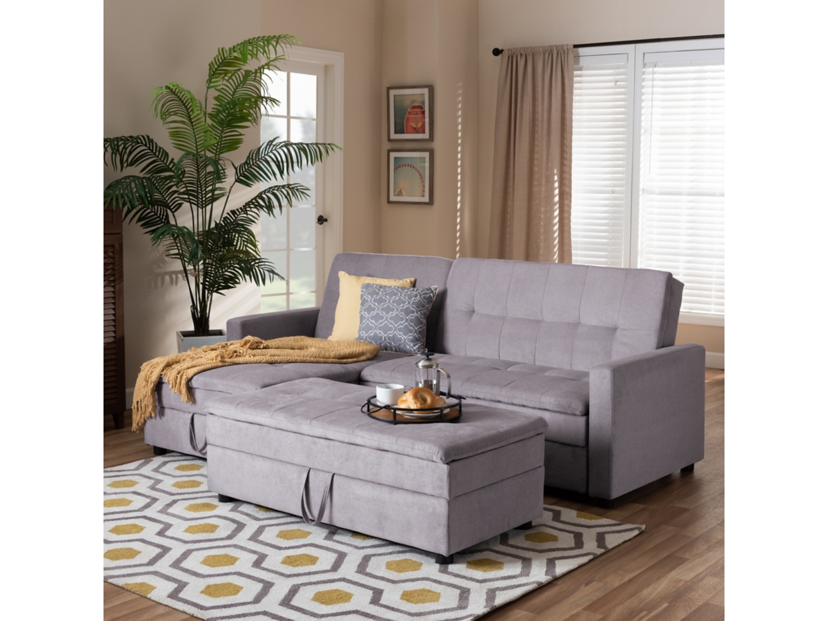 Baxton Studio Noa Modern Sleeper Sofa with Ottoman