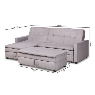 Baxton Studio Noa Modern Sleeper Sofa with Ottoman Ashley