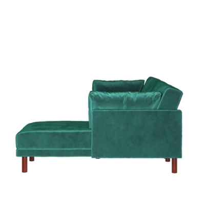 Atwater Living Atwater Living Roxy Coil Sectional Green Velvet Futon, Green, large