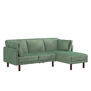 Atwater Living Atwater Living Roxy Coil Sectional Light Teal Velvet Futon, Teal, large