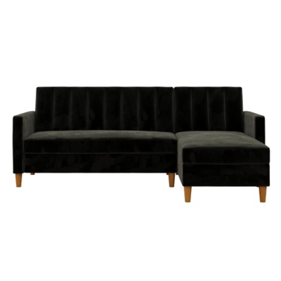 Atwater Living Karen Futon Sectional with Storage, Black, large