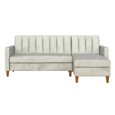 Atwater Living Karen Futon Sectional with Storage, Light Gray, large