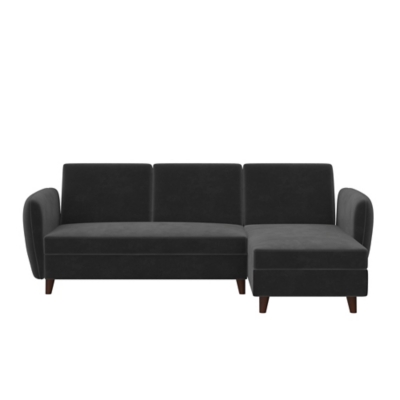 Novogratz  Perry Velvet Sectional Futon with Storage, , large