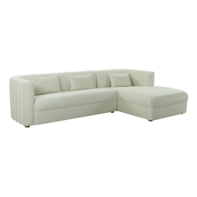 TOV Furniture Callie Velvet Right Arm Facing Sectional, Cream, large