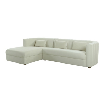 TOV Furniture Callie Velvet Left Arm Facing Sectional, Cream, large