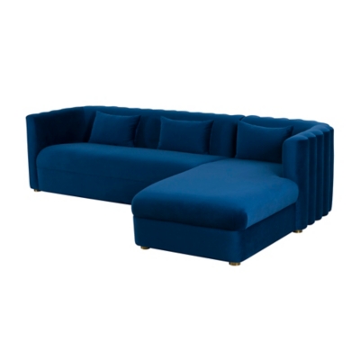 TOV Furniture Callie Velvet Right Arm Facing Sectional, Navy, large