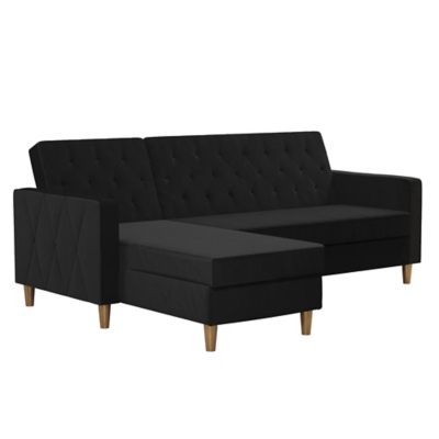 CosmoLiving by Cosmopolitan Liberty Sectional Storage Futon, Black, large