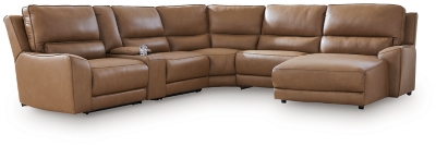 Silverbrooke 6-Piece Power Reclining Sectional with Chaise, Caramel, large