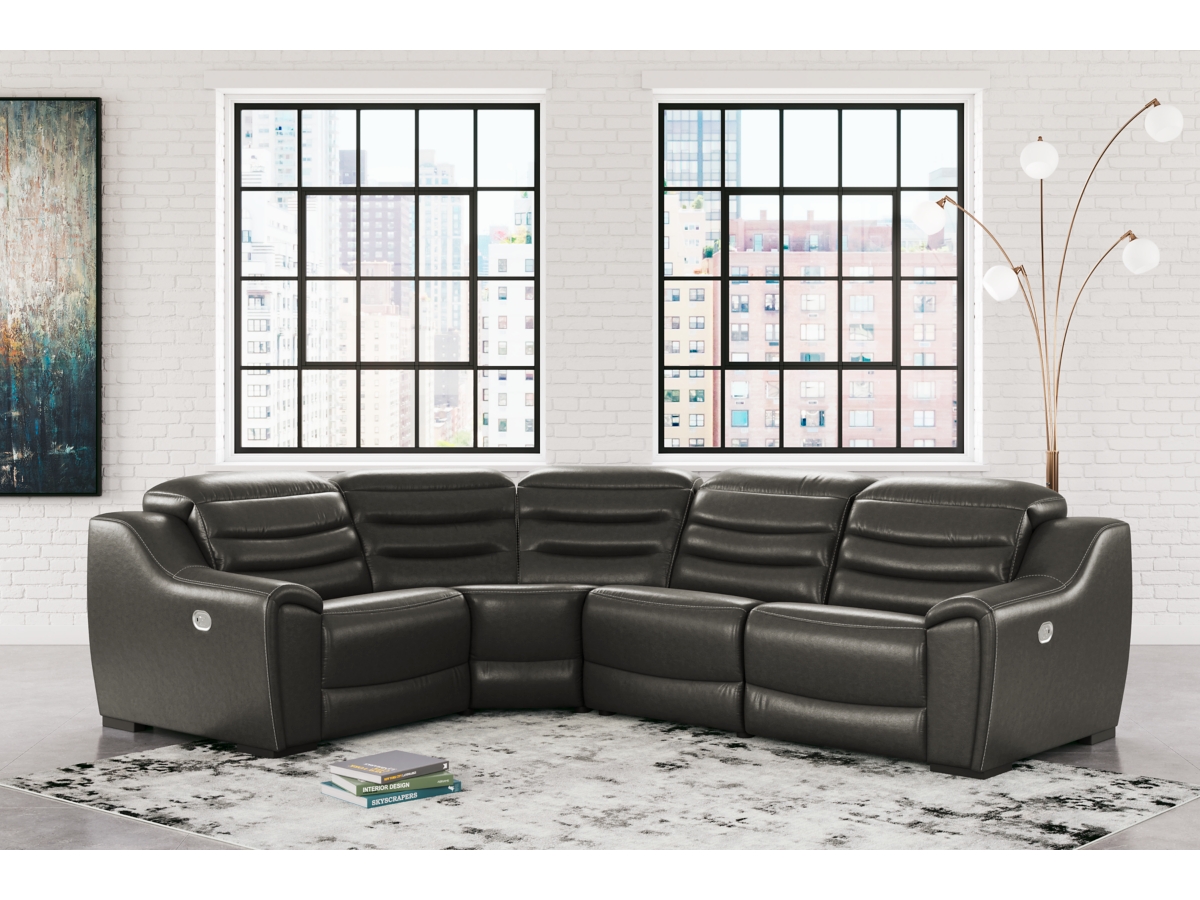 Center Line 4 Piece Dual Power Leather Modular Reclining Sectional Ashley