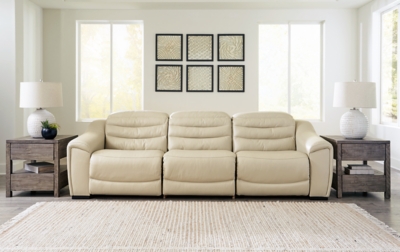 Center Line 3 Piece Dual Power Leather Modular Reclining Sofa Ashley