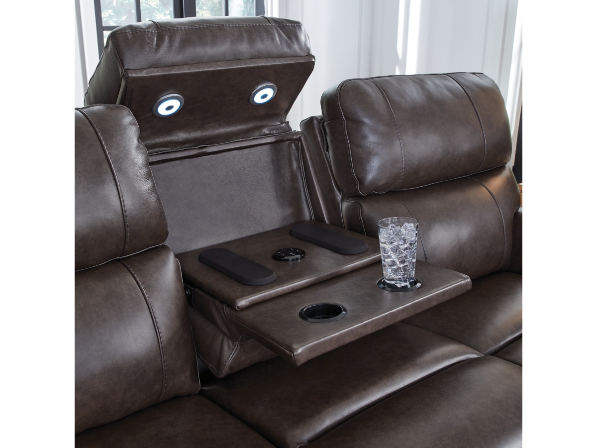 Reclining Sectional Wellsley Leather Power Reclining Console