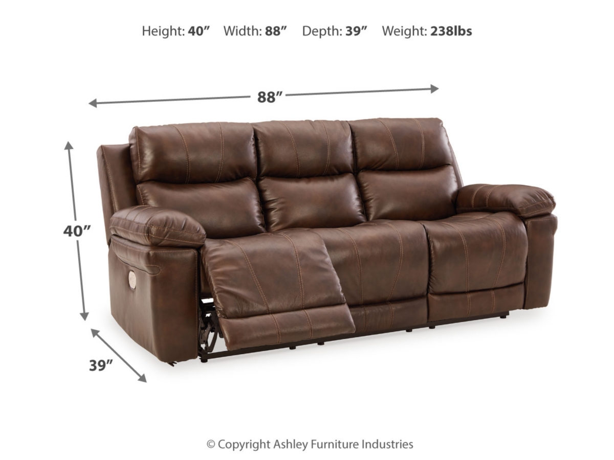Edmar Dual Power Leather Reclining Sofa | Ashley