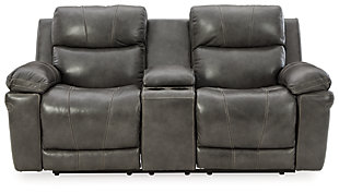 Edmar Power Reclining Loveseat with Console, Charcoal, large