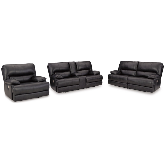 Mountainous Dual Power Leather Sofa, Loveseat and Recliner