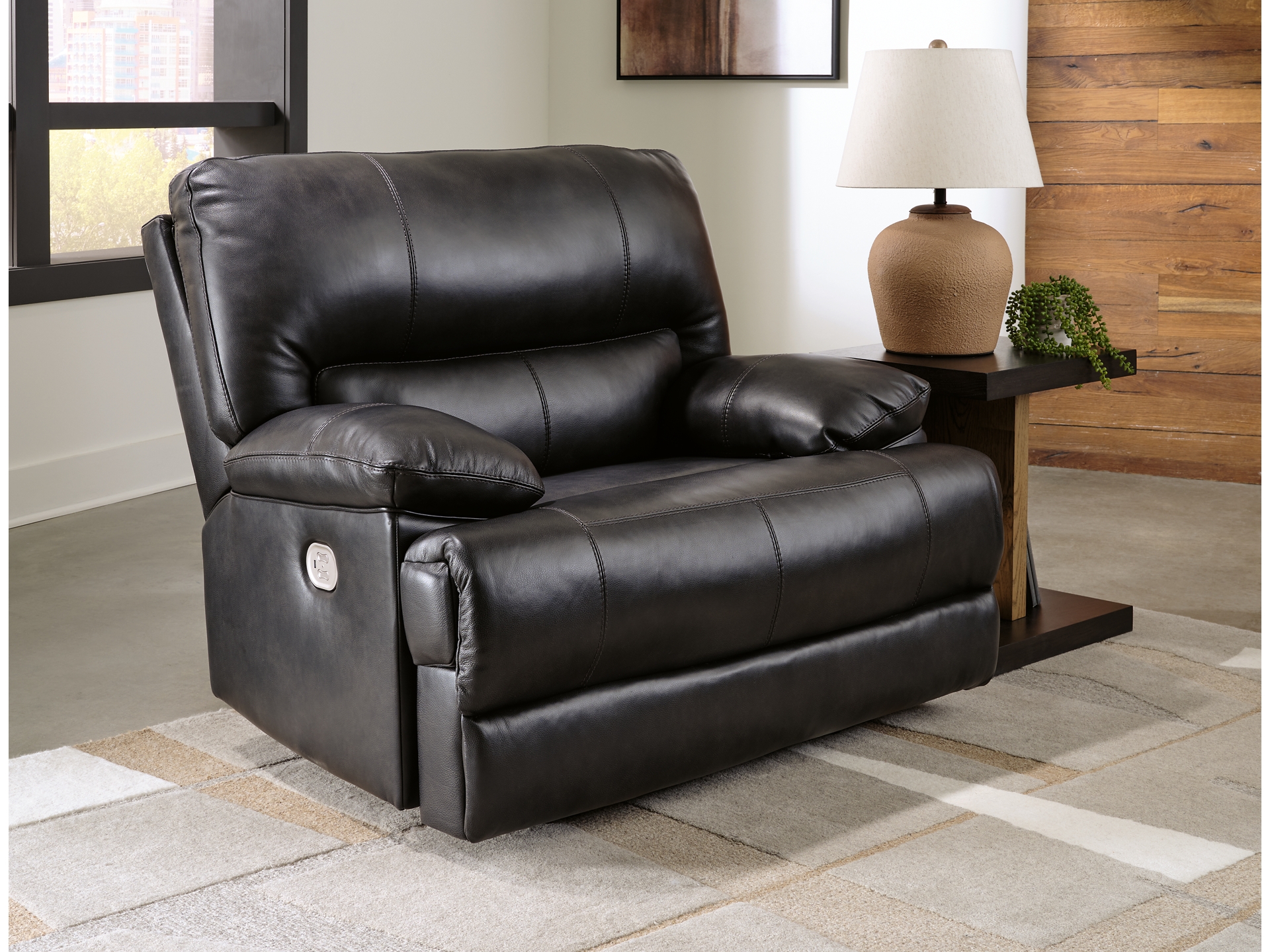 Image 2 of Mountainous Oversized Dual Power Leather Recliner